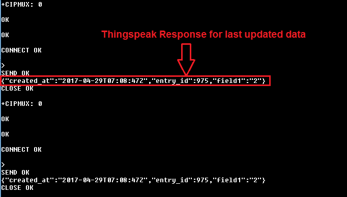 thingspeak TCP Receive response