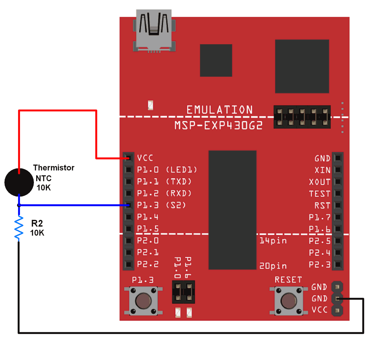 Interfacing Thermistor With MSP-EXP430G2 TI Launchpad