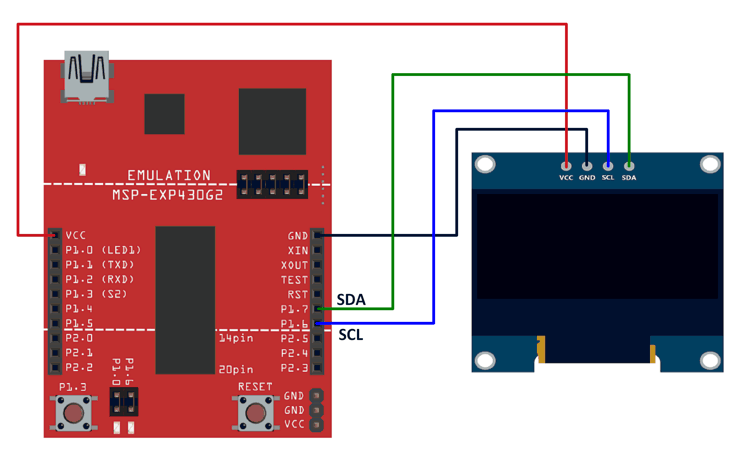 Interfacing OLED with MSP-EXP430G2 TI Launchpad