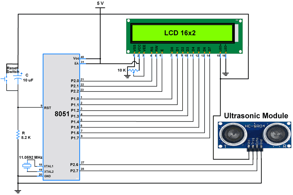 8051 Ultrasonic Module Hc Sr04 Interfacing With 8051 8051