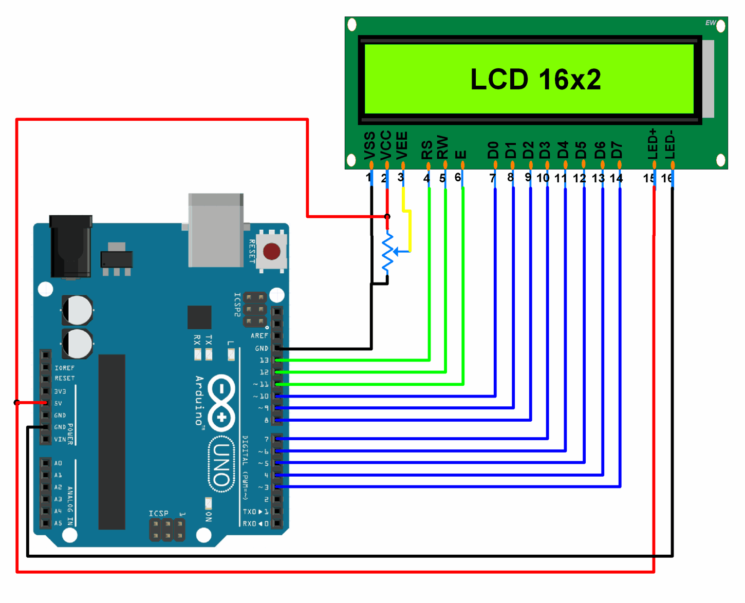 Arduino Lcd Display Circuit Diagram