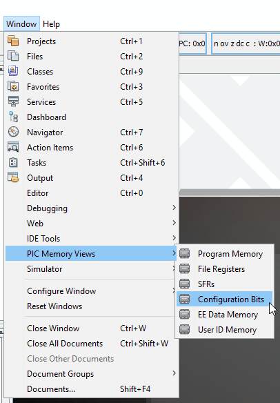 Configuration Bits Window