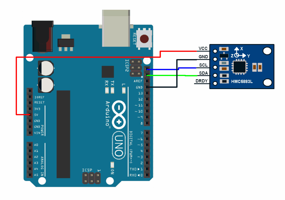 Interfacing HMC5883L Magnetometer Module With Arduino UNO