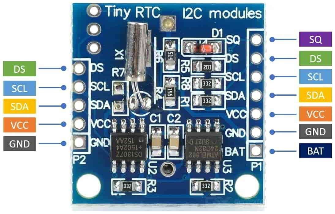 Pinout of DS1307 RTC Module
