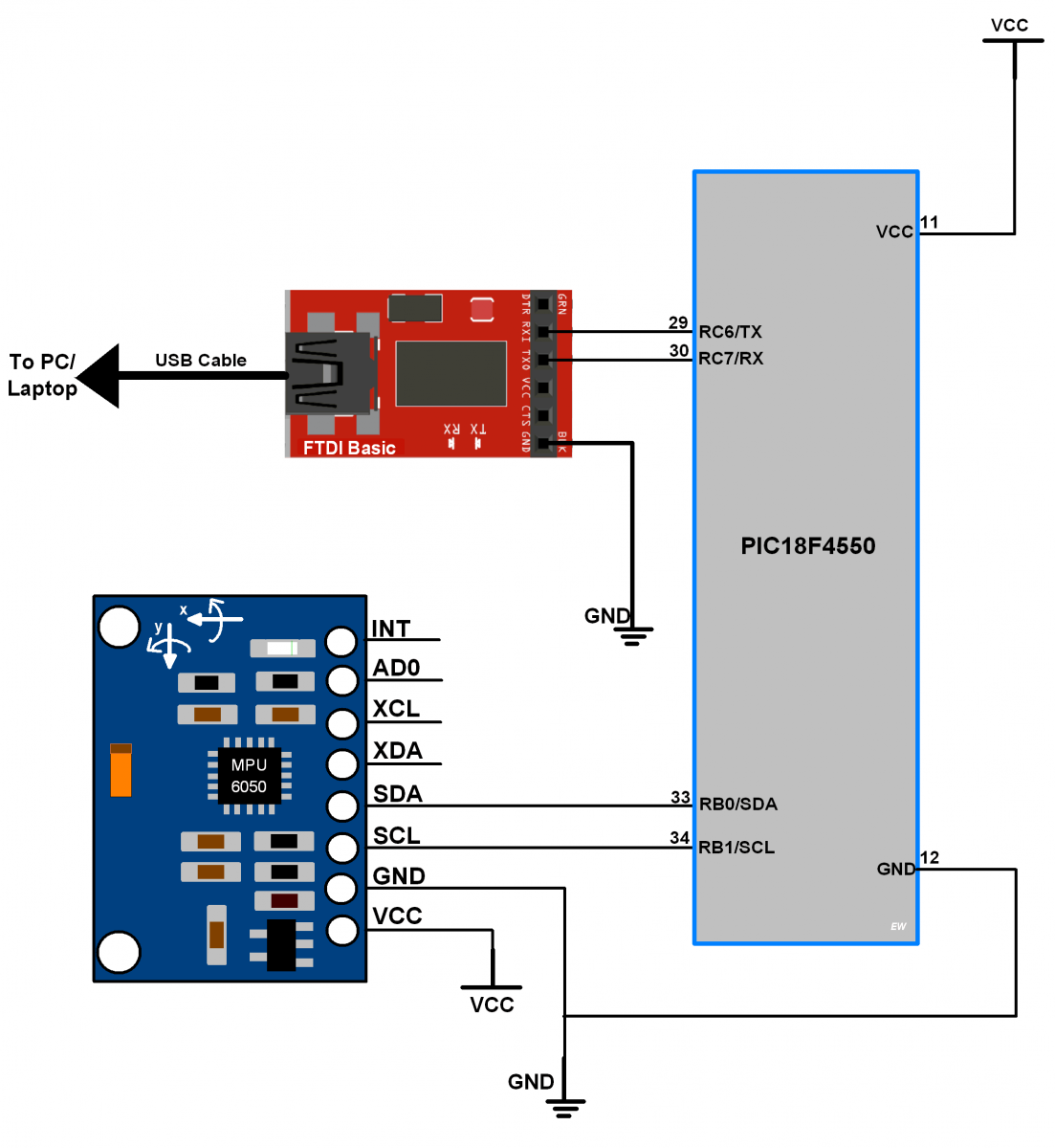 MPU6050 Interface with PIC18F4550