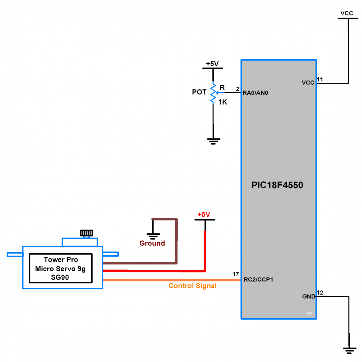 This is the picture of PIC18F4550 Interface with Servo Motor