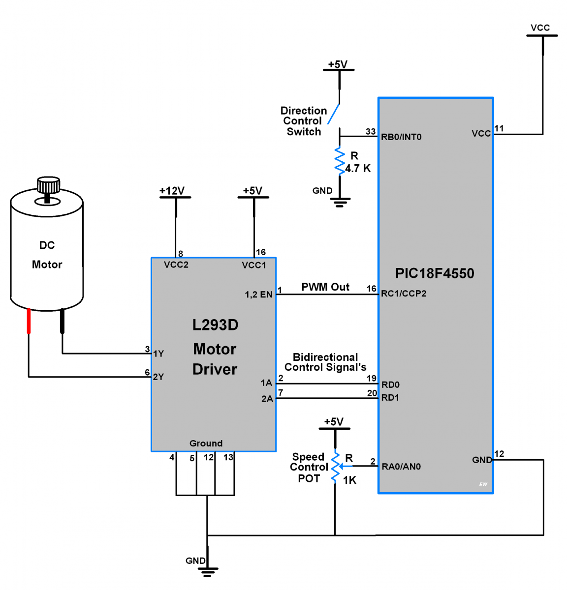 This is the picture of PIC Interface with DC Motor