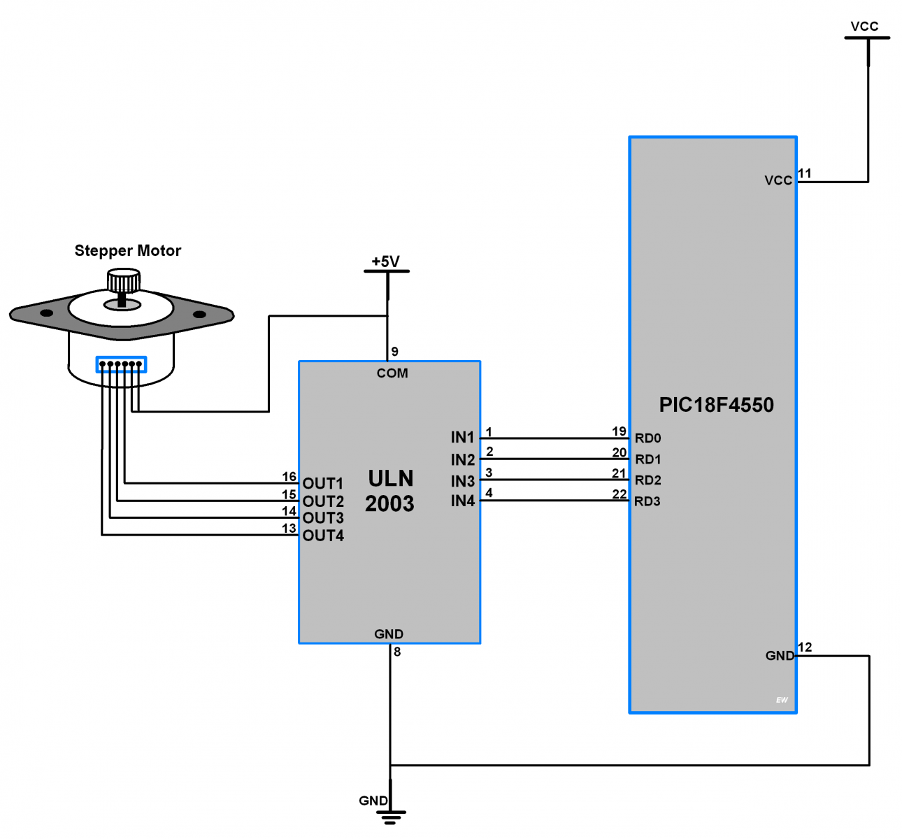 This is the picture of Stepper Motor Interface with PIC