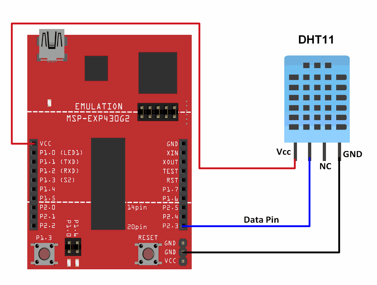 Interfacing DHT11 Sensor With MSP-EXP430G2 TI Launchpad