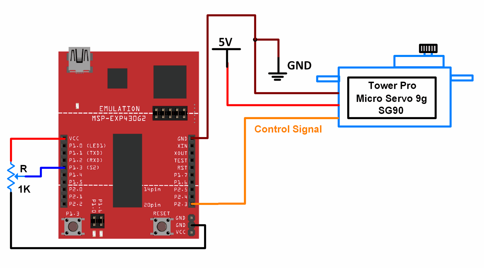 Interfacing Servo Motor With MSP-EXP430G2 TI Launchpad