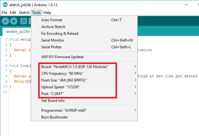 Arduino IDE board NodeMCU