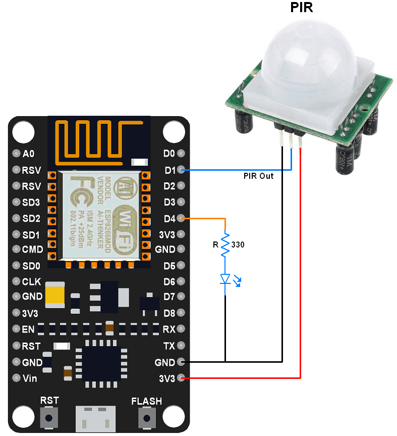 PIR Interface with NodeMCU