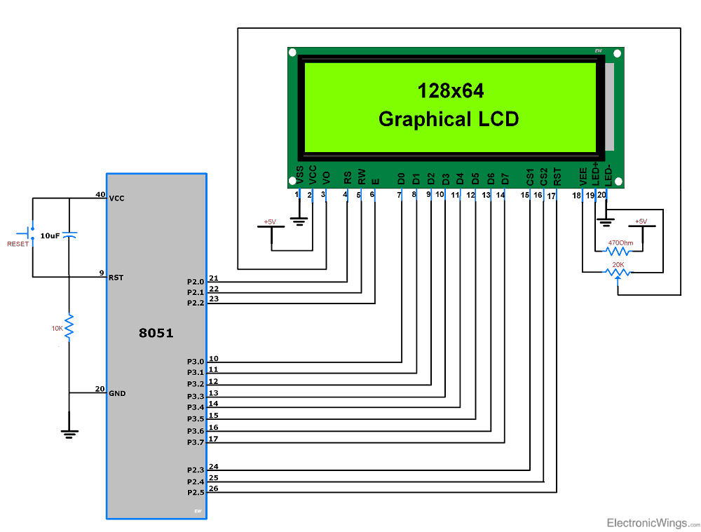 GLCD 128x64 Interface with 8051