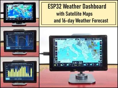 ESP32 Weather Dashboard with Satellite Maps and 16-day Weather Forecast