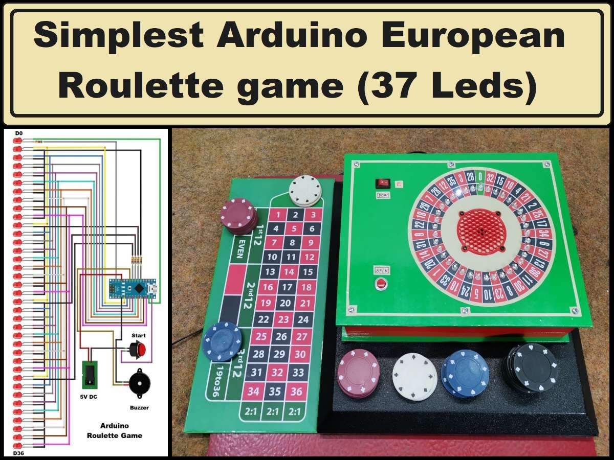 How to make simplest Arduino European Roulette Game ( 37 Leds ) .. Circuit Diagram