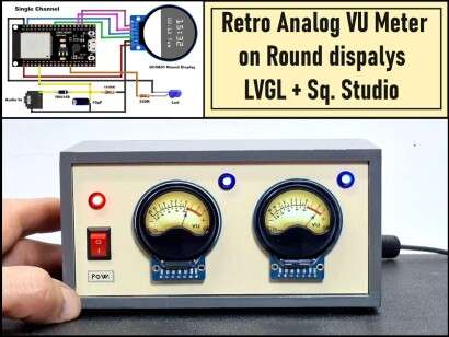 Retro Analog VU Meter on Round dispalys (ESP32 and GC9A01)