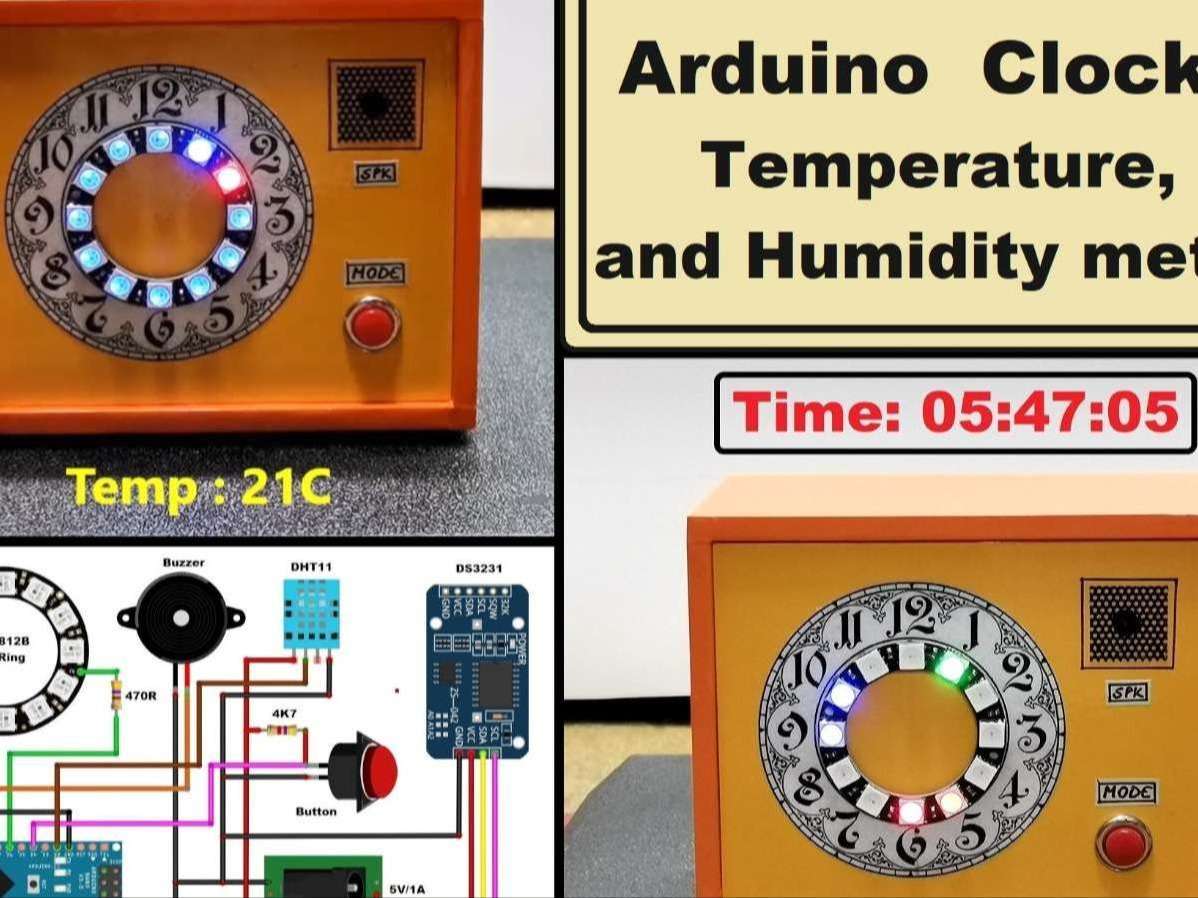 Unusual Led Ring Arduino Clock Temperature and Humidity meter | p..
