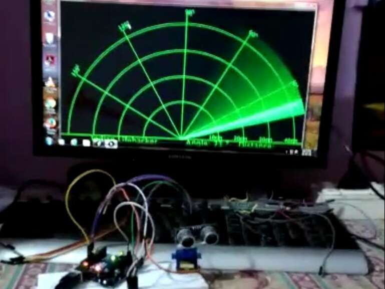 RADAR model using ARDUINO and ULTRASONIC SENSOR | project