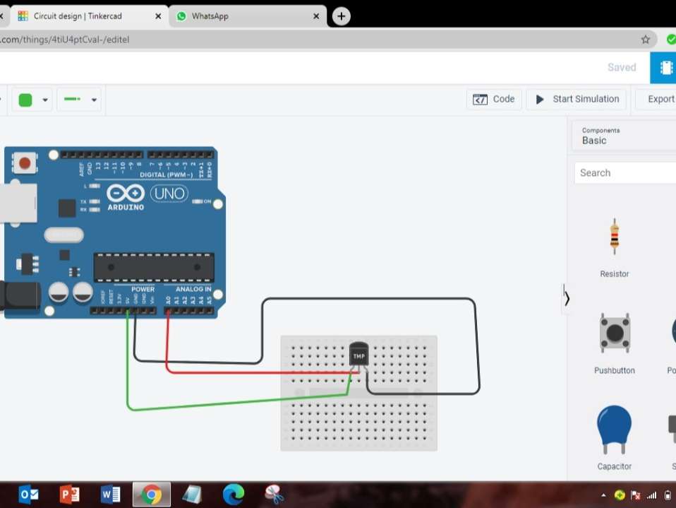 Temperature Detector On Tinkercad